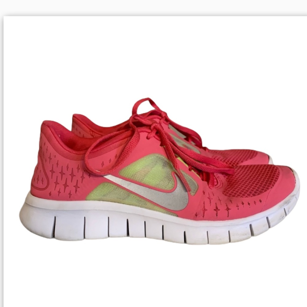 Pink and yellow Nike Free Run women
